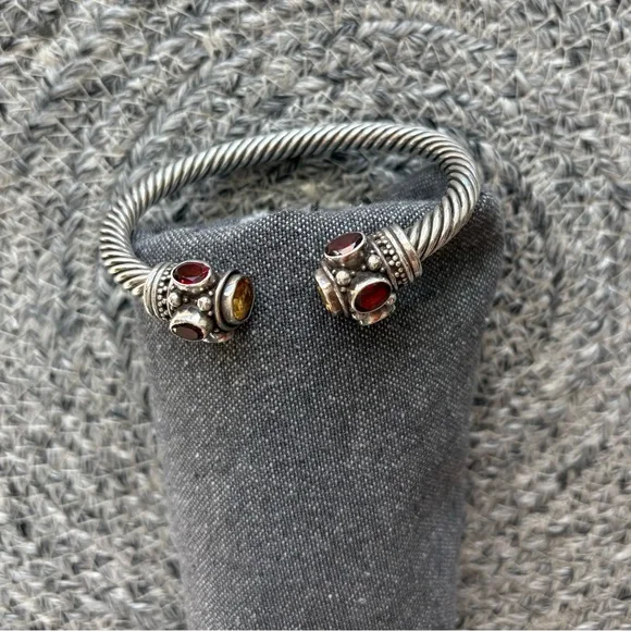 Garnet and Citrine Sterling Silver Cuff Bracelet - Picture 1 of 9